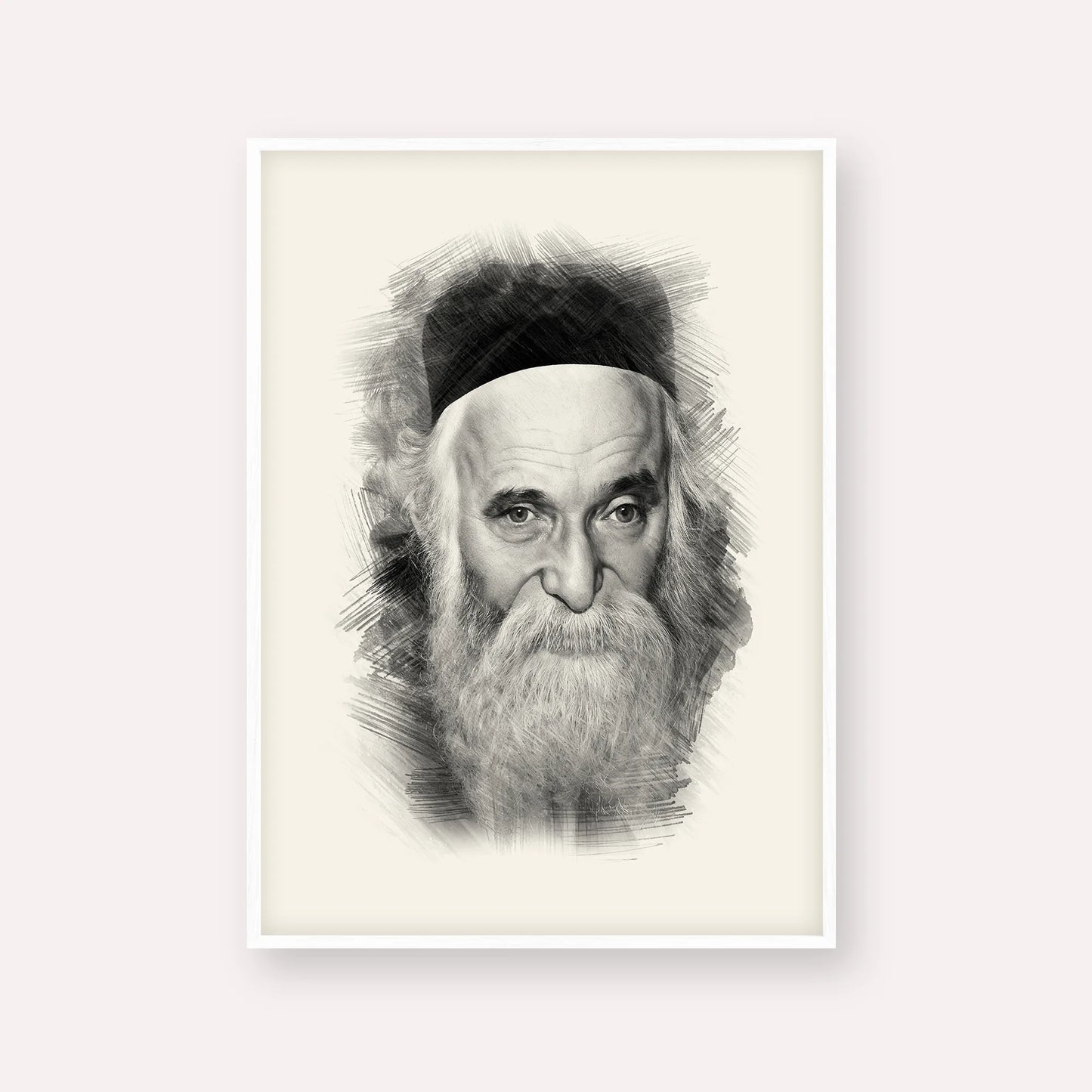 Rabbi Aharon Kotler – White Frame Vertical | Jewish Wall Art, Gedolim Pictures