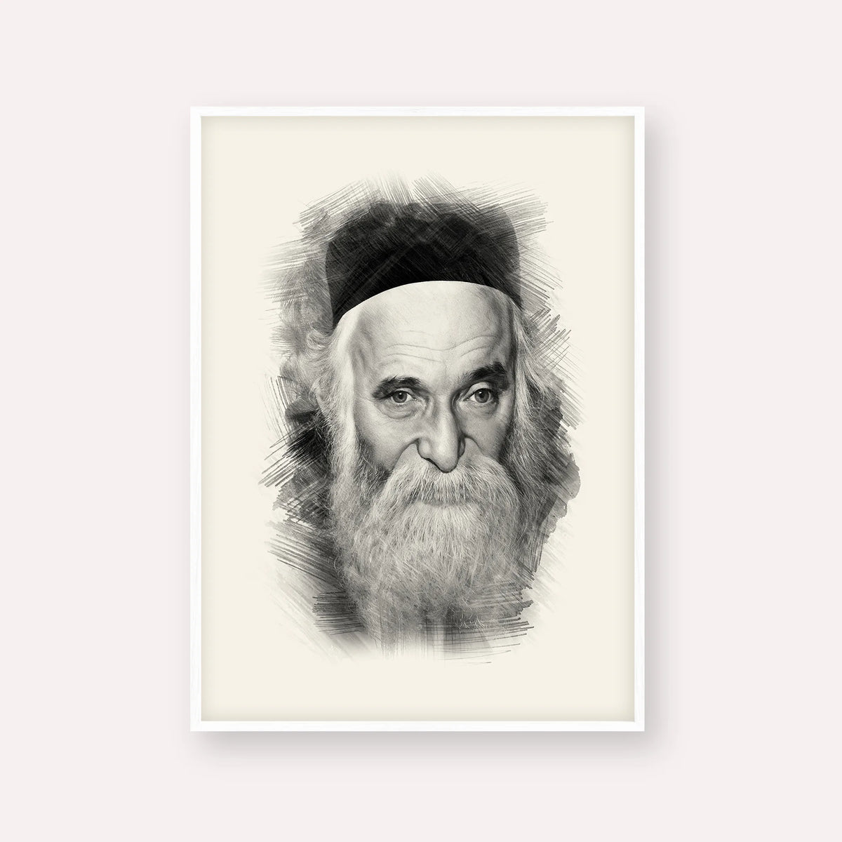Rabbi Aharon Kotler – White Frame Vertical | Jewish Wall Art, Gedolim Pictures