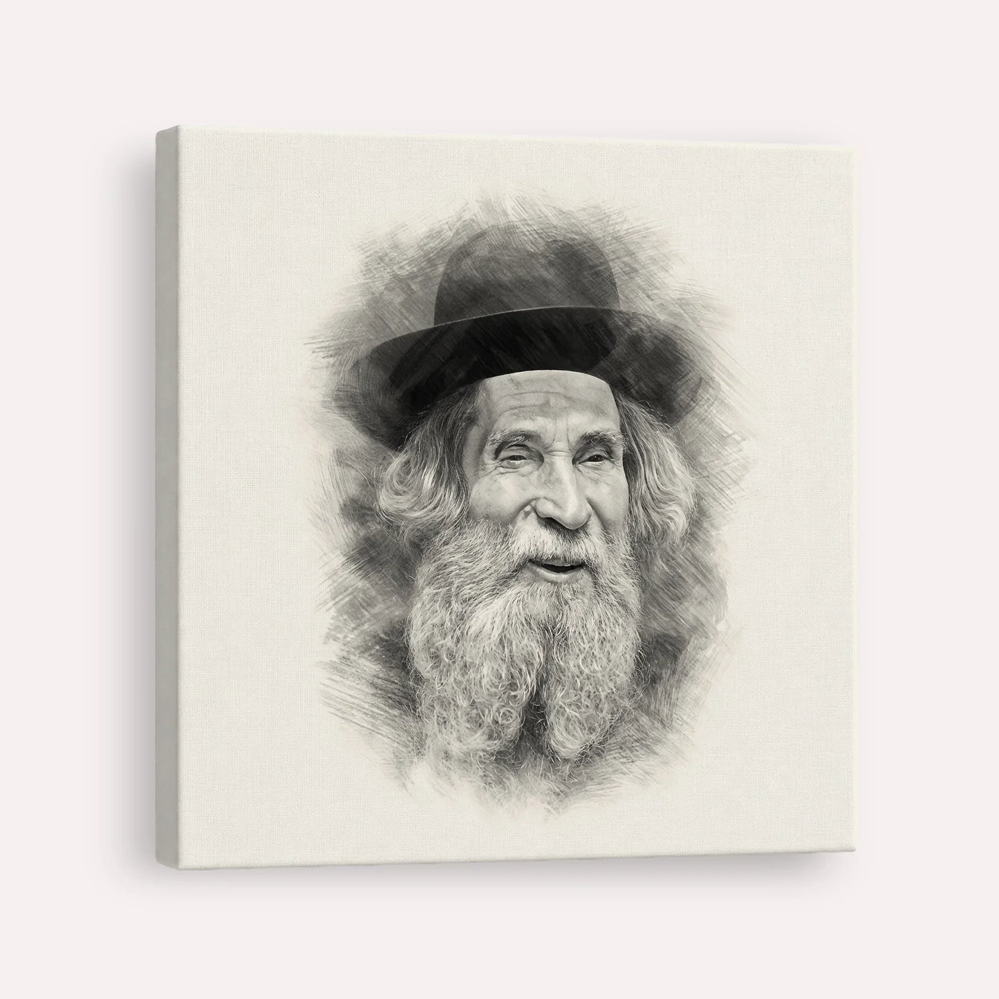 Rabbi Aharon Yehuda Leib Shteinman – Black & White – Canvas Square | Jewish Wall Art, Gedolim Pictures