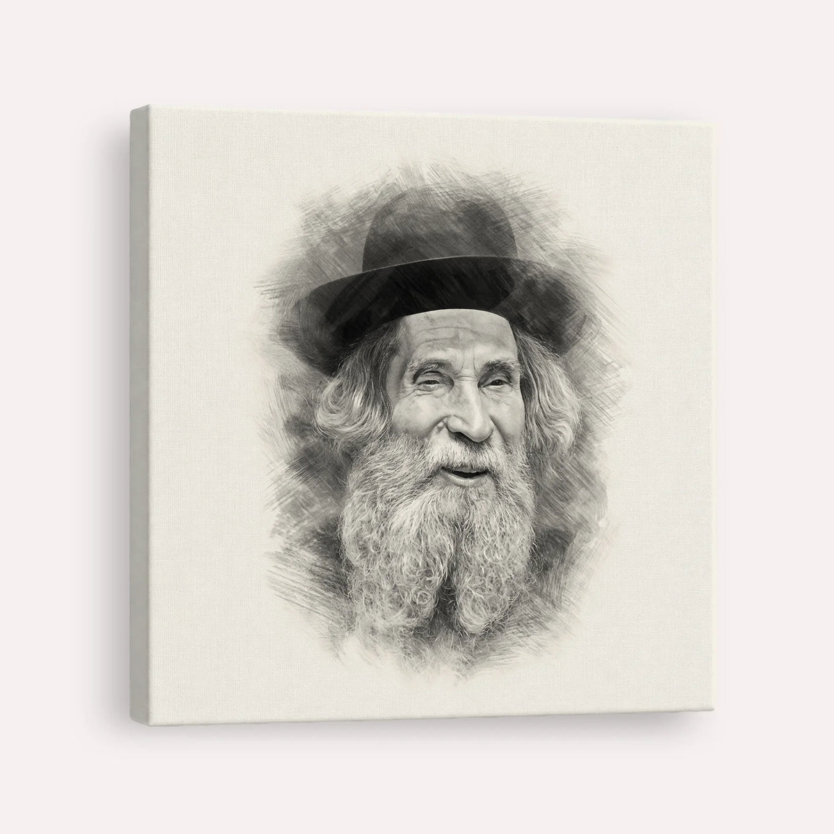 Rabbi Aharon Yehuda Leib Shteinman – Black & White – Canvas Square | Jewish Wall Art, Gedolim Pictures