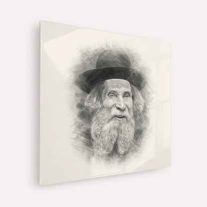 Rabbi Aharon Yehuda Leib Shteinman – Black & White – Acrylic Glass Square | Jewish Wall Art, Gedolim Pictures