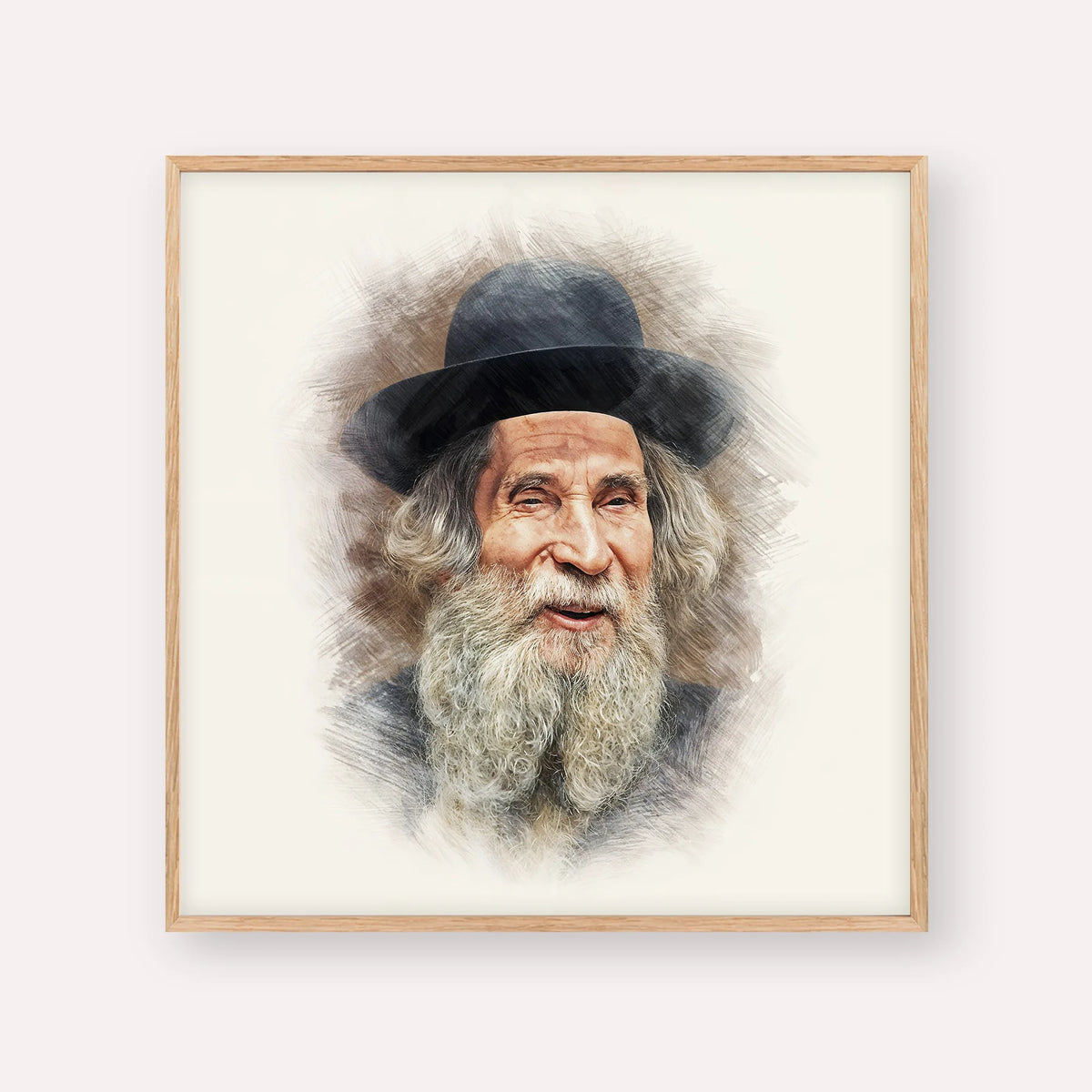 Rabbi Aharon Yehuda Leib Shteinman – Wood Frame Square | Jewish Wall Art, Gedolim Pictures