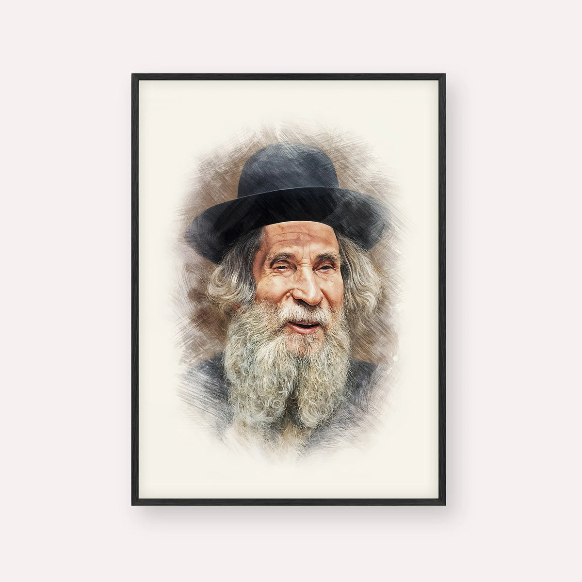 Rabbi Aharon Yehuda Leib Shteinman – Black Frame Vertical | Jewish Wall Art, Gedolim Pictures