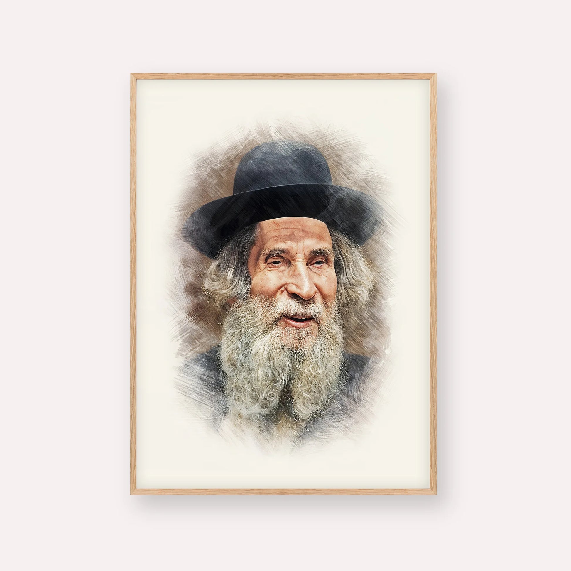 Rabbi Aharon Yehuda Leib Shteinman – Wood Frame Vertical | Jewish Wall Art, Gedolim Pictures