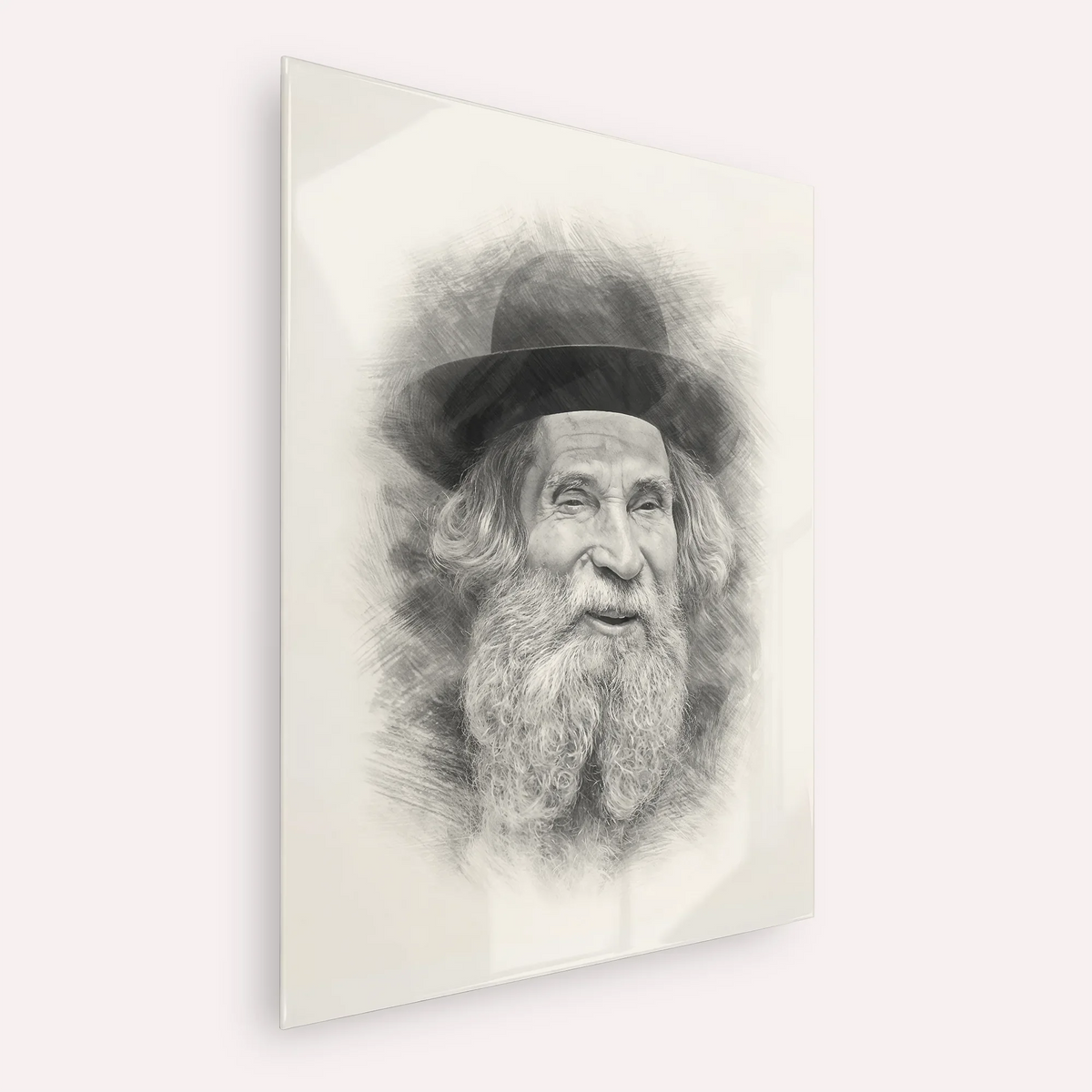 Rabbi Aharon Yehuda Leib Shteinman – Black & White – Acrylic Glass Vertical | Jewish Wall Art, Gedolim Pictures