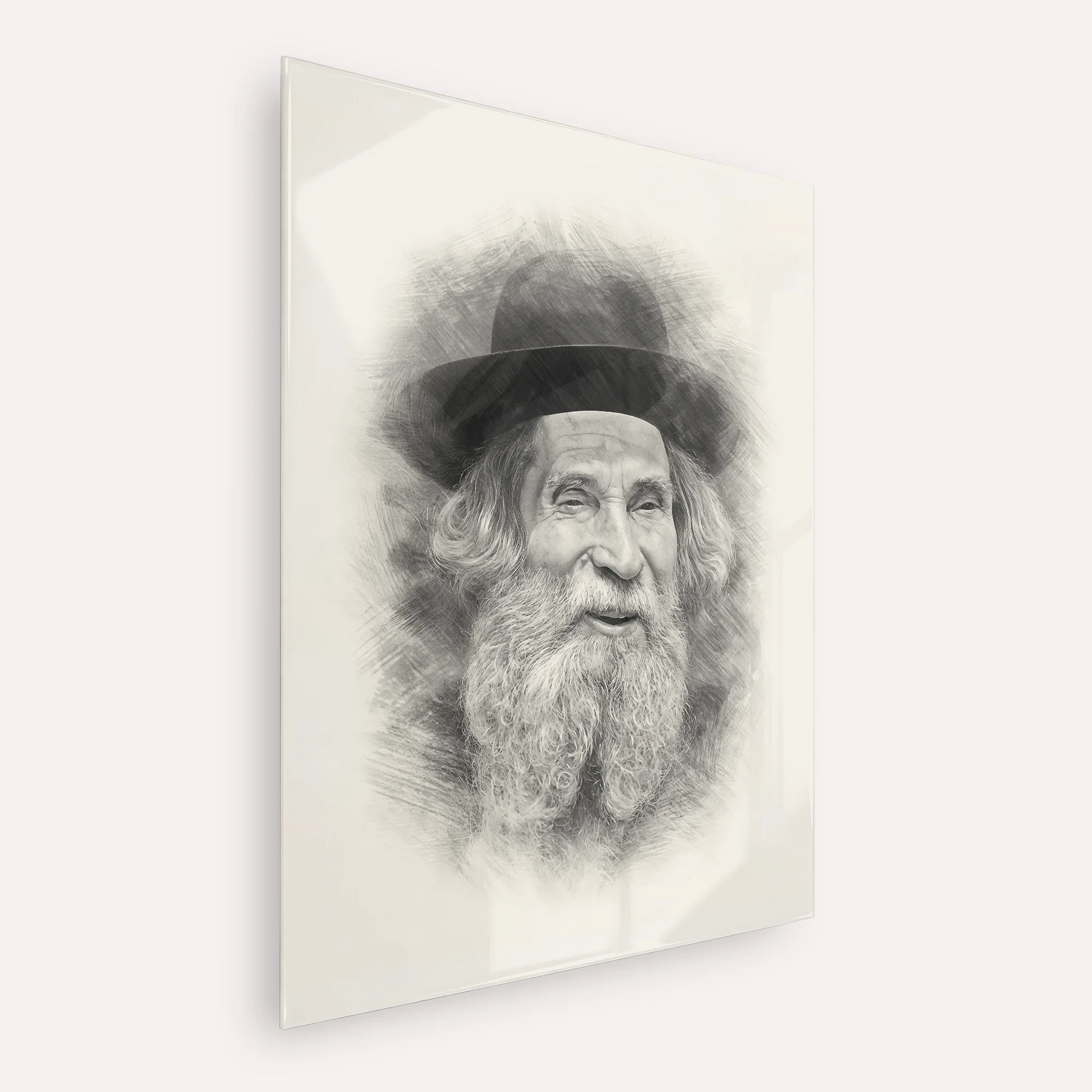 Rabbi Aharon Yehuda Leib Shteinman – Black & White – Acrylic Glass Vertical | Jewish Wall Art, Gedolim Pictures