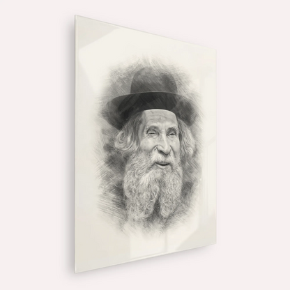 Rabbi Aharon Yehuda Leib Shteinman – Black & White – Acrylic Glass Vertical | Jewish Wall Art, Gedolim Pictures