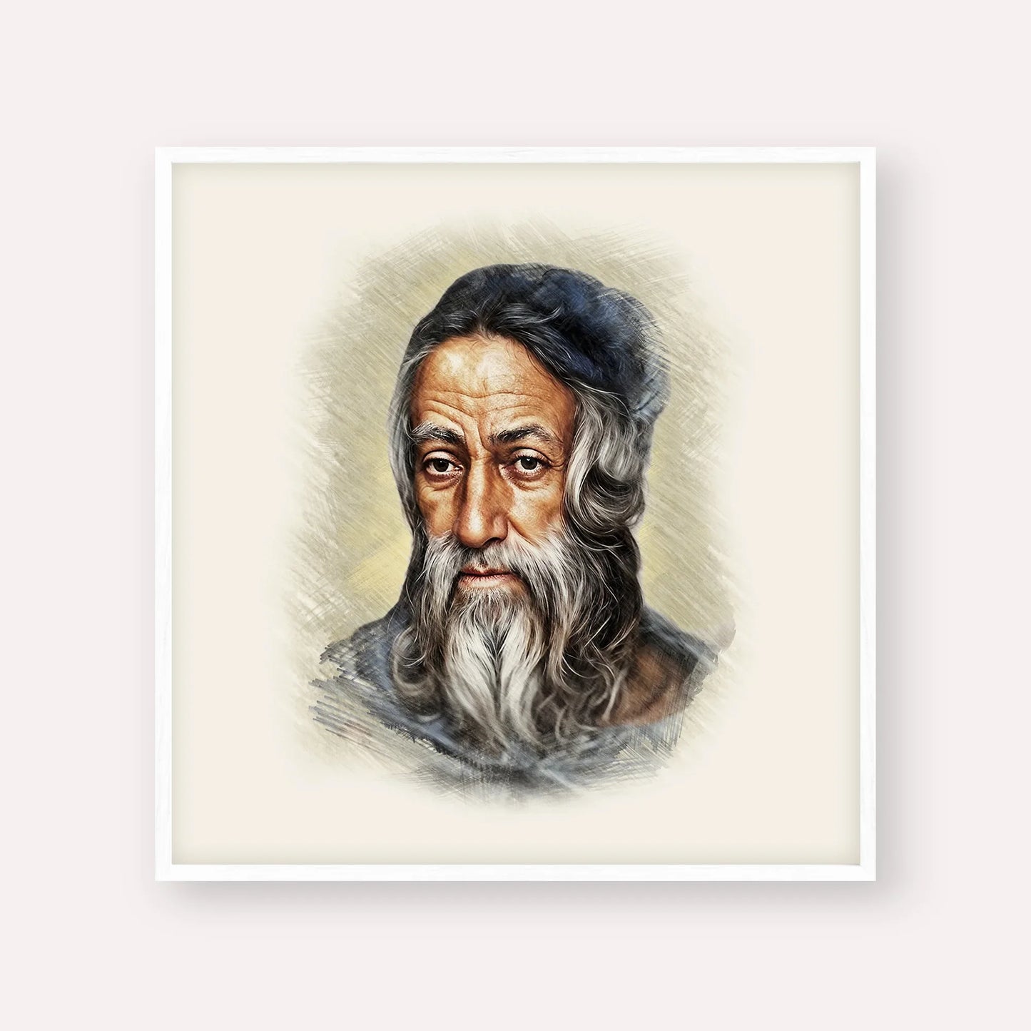 Rabbi Amram Ben Diwan – White Frame Square | Jewish Wall Art, Gedolim Pictures