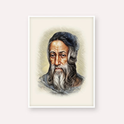 Rabbi Amram Ben Diwan – White Frame Vertical | Jewish Wall Art, Gedolim Pictures