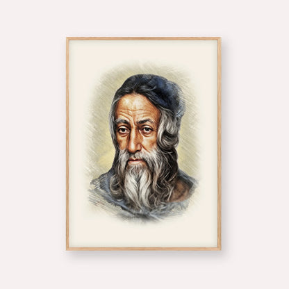 Rabbi Amram Ben Diwan – Wood Frame Vertical | Jewish Wall Art, Gedolim Pictures