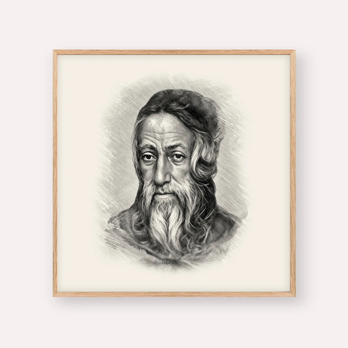 Rabbi Amram Ben Diwan – Black & White – Wood Frame Square | Jewish Wall Art, Gedolim Pictures
