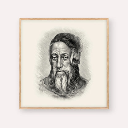 Rabbi Amram Ben Diwan – Black & White – Wood Frame Square | Jewish Wall Art, Gedolim Pictures