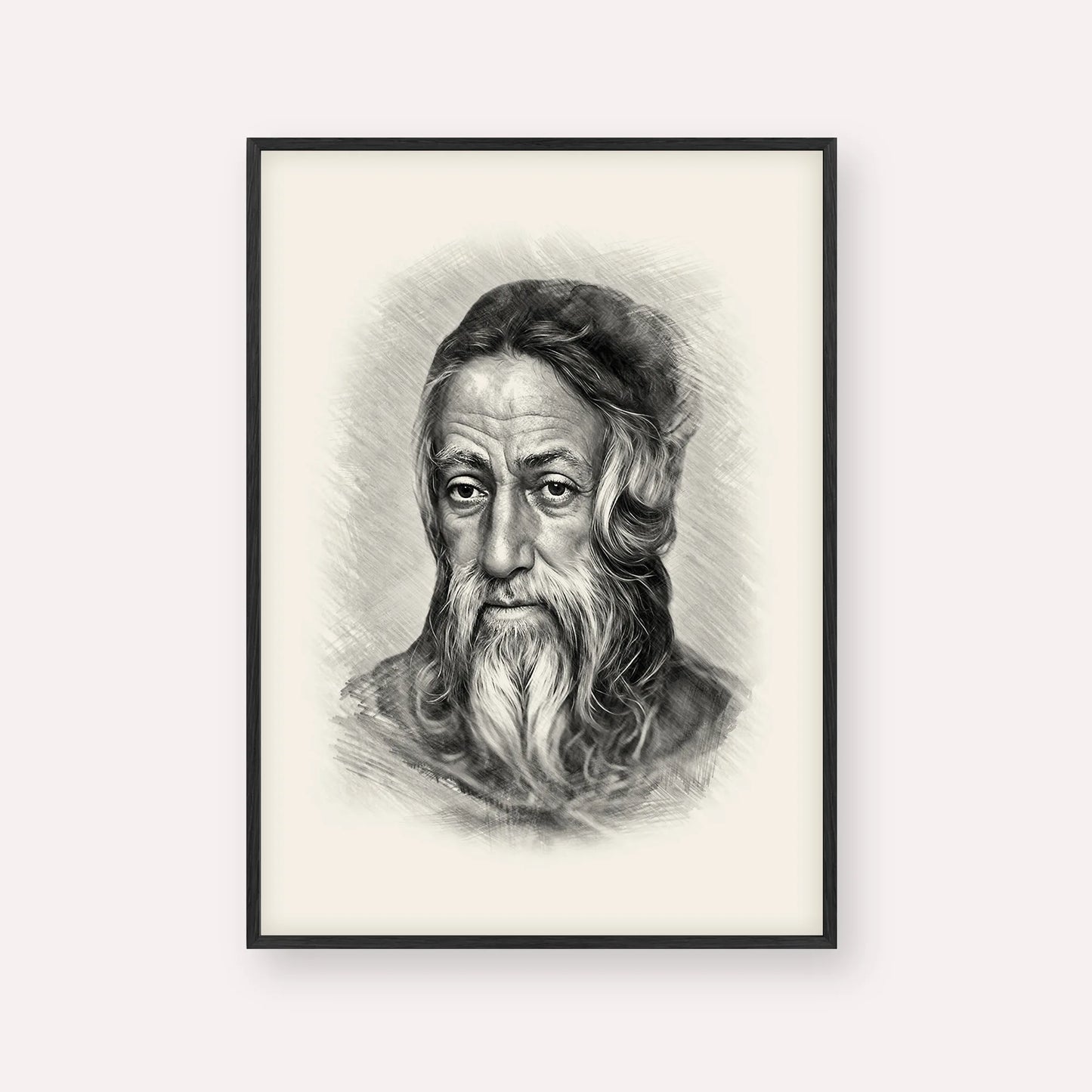 Rabbi Amram Ben Diwan – Black & White – Black Frame Vertical | Jewish Wall Art, Gedolim Pictures