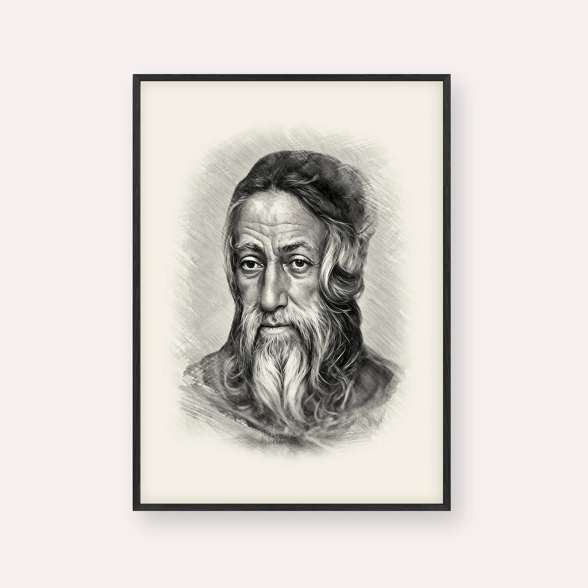 Rabbi Amram Ben Diwan – Black & White – Black Frame Vertical | Jewish Wall Art, Gedolim Pictures
