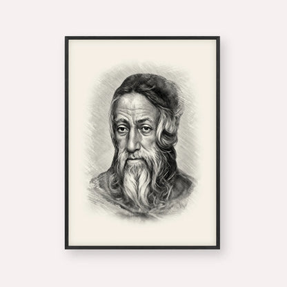 Rabbi Amram Ben Diwan – Black & White – Black Frame Vertical | Jewish Wall Art, Gedolim Pictures