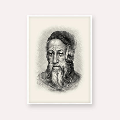 Rabbi Amram Ben Diwan – Black & White – White Frame Vertical | Jewish Wall Art, Gedolim Pictures