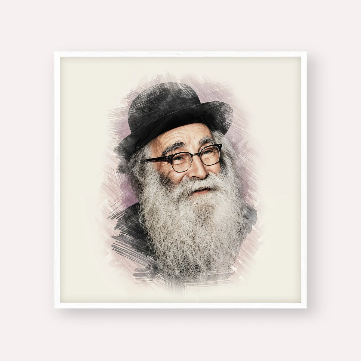 Rabbi Aryeh Levin – White Frame Square | Jewish Wall Art, Gedolim Pictures