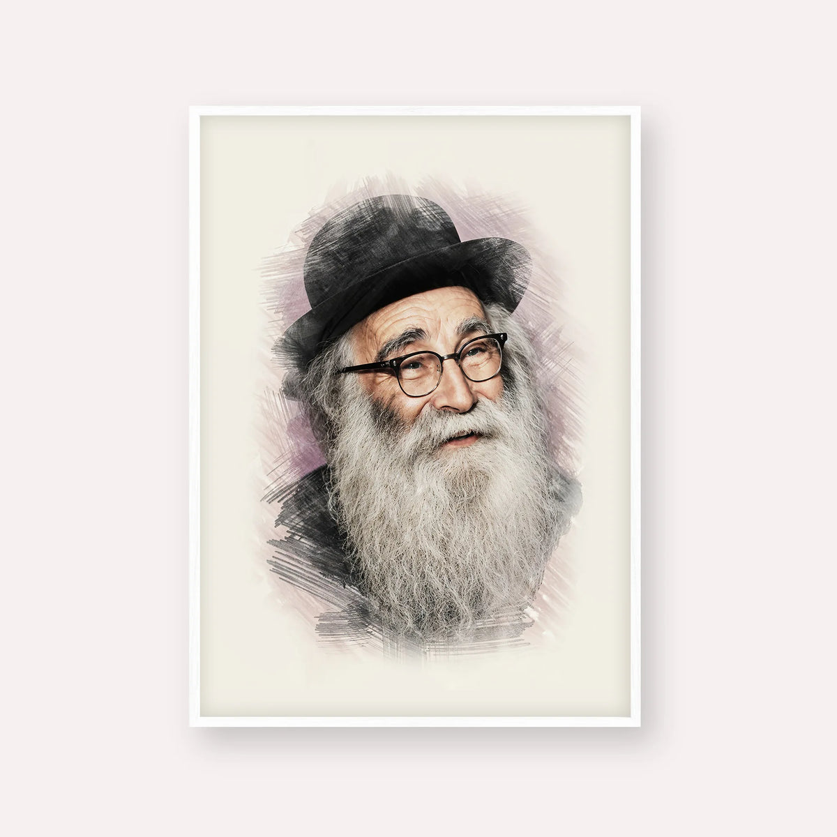 Rabbi Aryeh Levin – White Frame Vertical | Jewish Wall Art, Gedolim Pictures