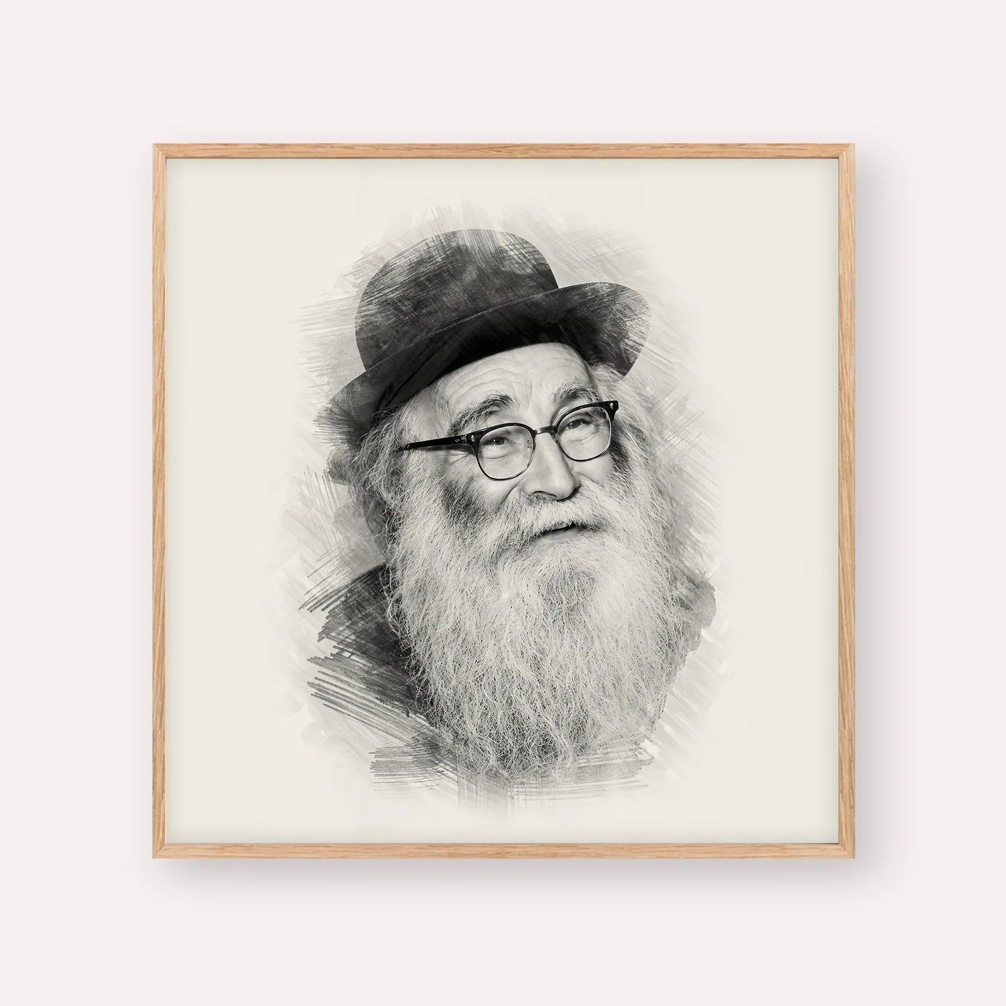 Rabbi Aryeh Levin – Black & White – Wood Frame Square | Jewish Wall Art, Gedolim Pictures