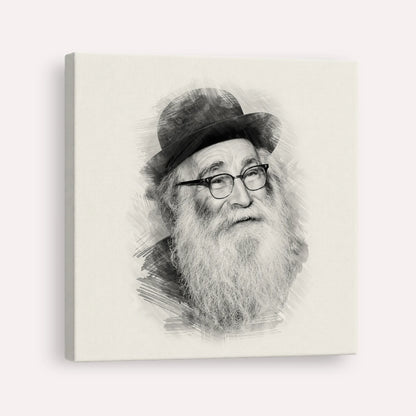 Rabbi Aryeh Levin – Black & White – Canvas Square | Jewish Wall Art, Gedolim Pictures