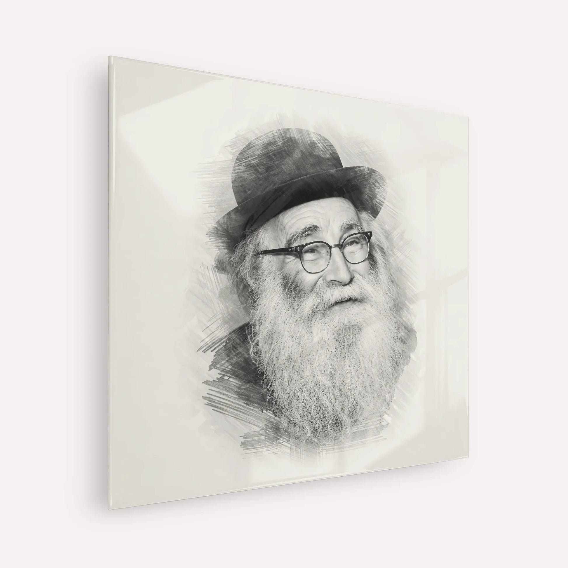 Rabbi Aryeh Levin – Black & White – Acrylic Glass Square | Jewish Wall Art, Gedolim Pictures