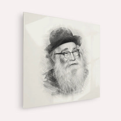 Rabbi Aryeh Levin – Black & White – Acrylic Glass Square | Jewish Wall Art, Gedolim Pictures