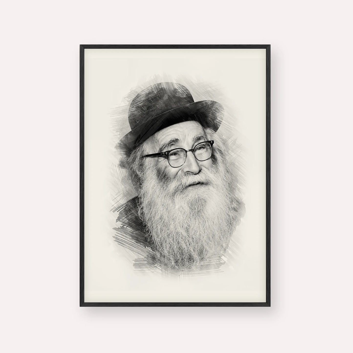 Rabbi Aryeh Levin – Black & White – Black Frame Vertical | Jewish Wall Art, Gedolim Pictures