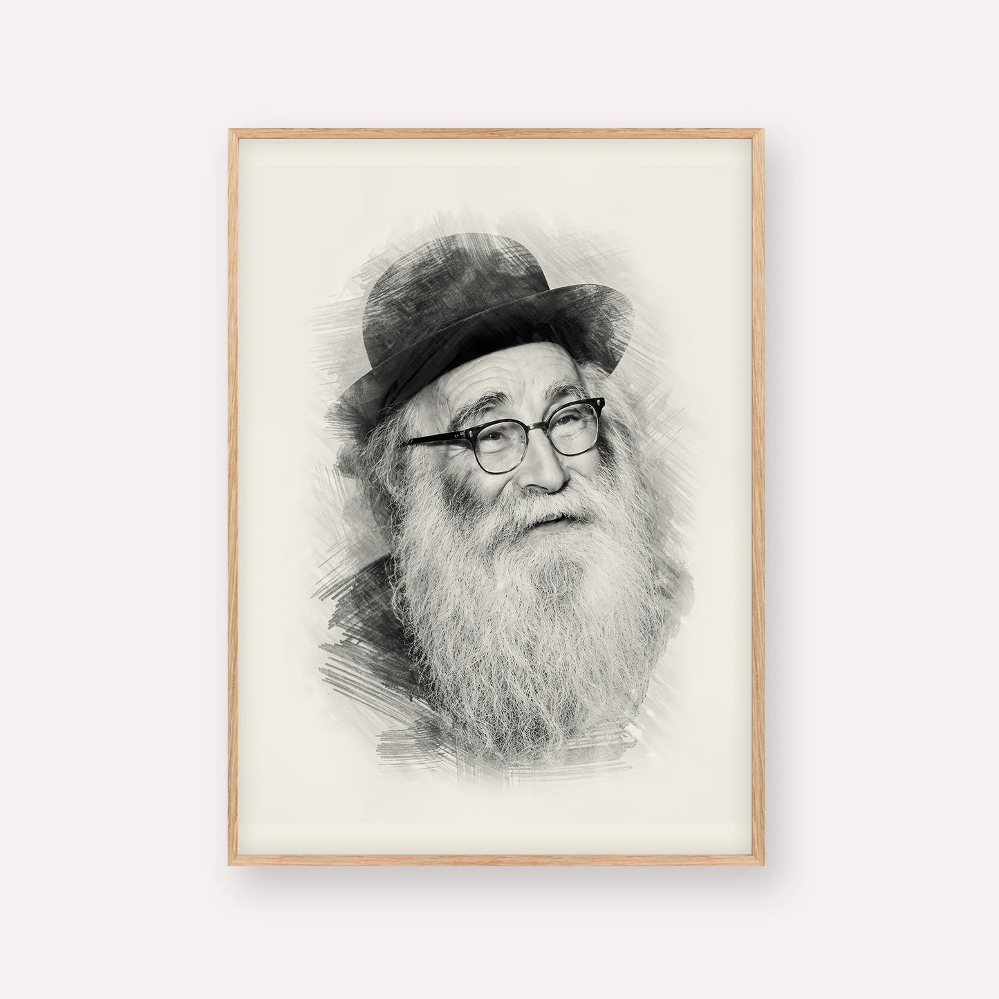 Rabbi Aryeh Levin – Black & White – Wood Frame Vertical | Jewish Wall Art, Gedolim Pictures