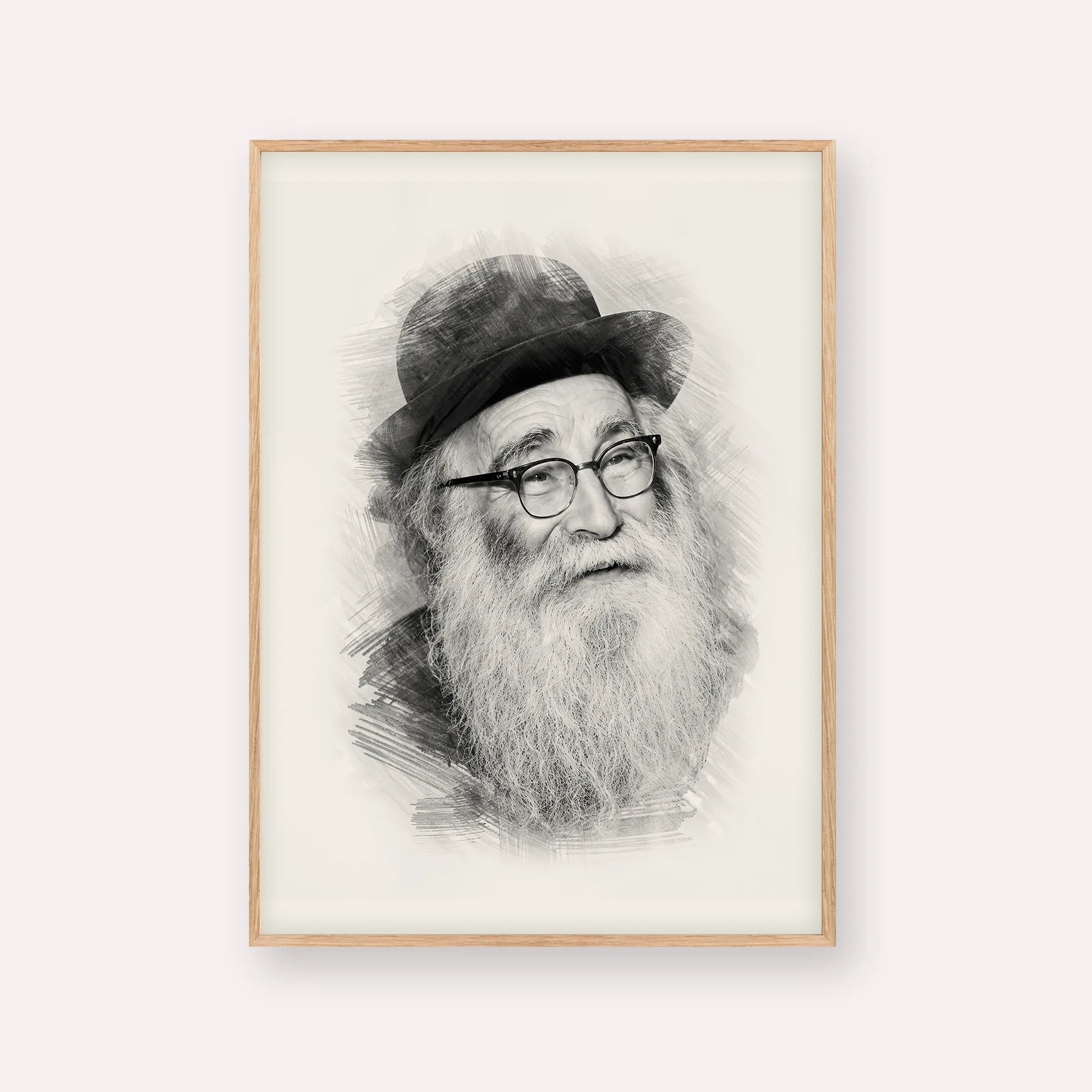 Rabbi Aryeh Levin – Black & White – Wood Frame Vertical | Jewish Wall Art, Gedolim Pictures