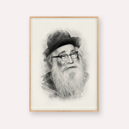 Rabbi Aryeh Levin – Black & White – Wood Frame Vertical | Jewish Wall Art, Gedolim Pictures
