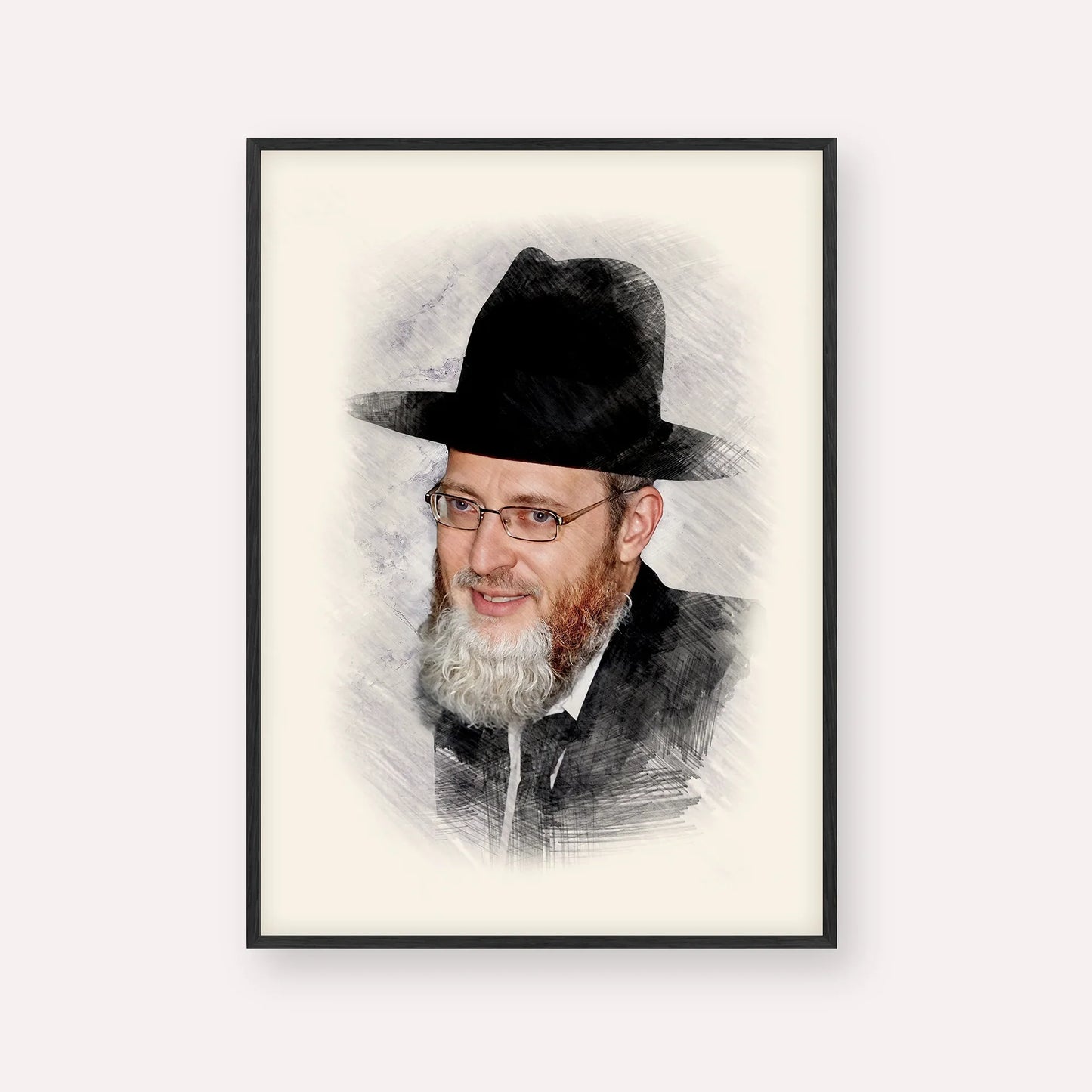 Rabbi Asher Arieli – Black Frame Vertical | Jewish Wall Art, Gedolim Pictures