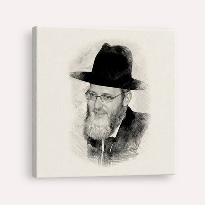 Rabbi Asher Arieli – Black & White – Canvas Square | Jewish Wall Art, Gedolim Pictures