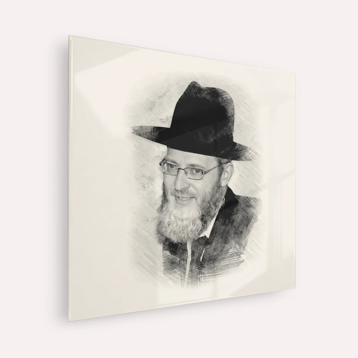 Rabbi Asher Arieli – Black & White – Acrylic Glass Square | Jewish Wall Art, Gedolim Pictures