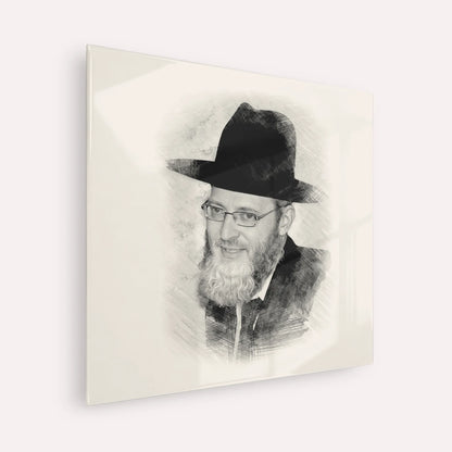 Rabbi Asher Arieli – Black & White – Acrylic Glass Square | Jewish Wall Art, Gedolim Pictures