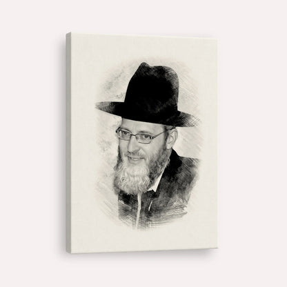 Rabbi Asher Arieli – Black & White – Canvas Vertical | Jewish Wall Art, Gedolim Pictures