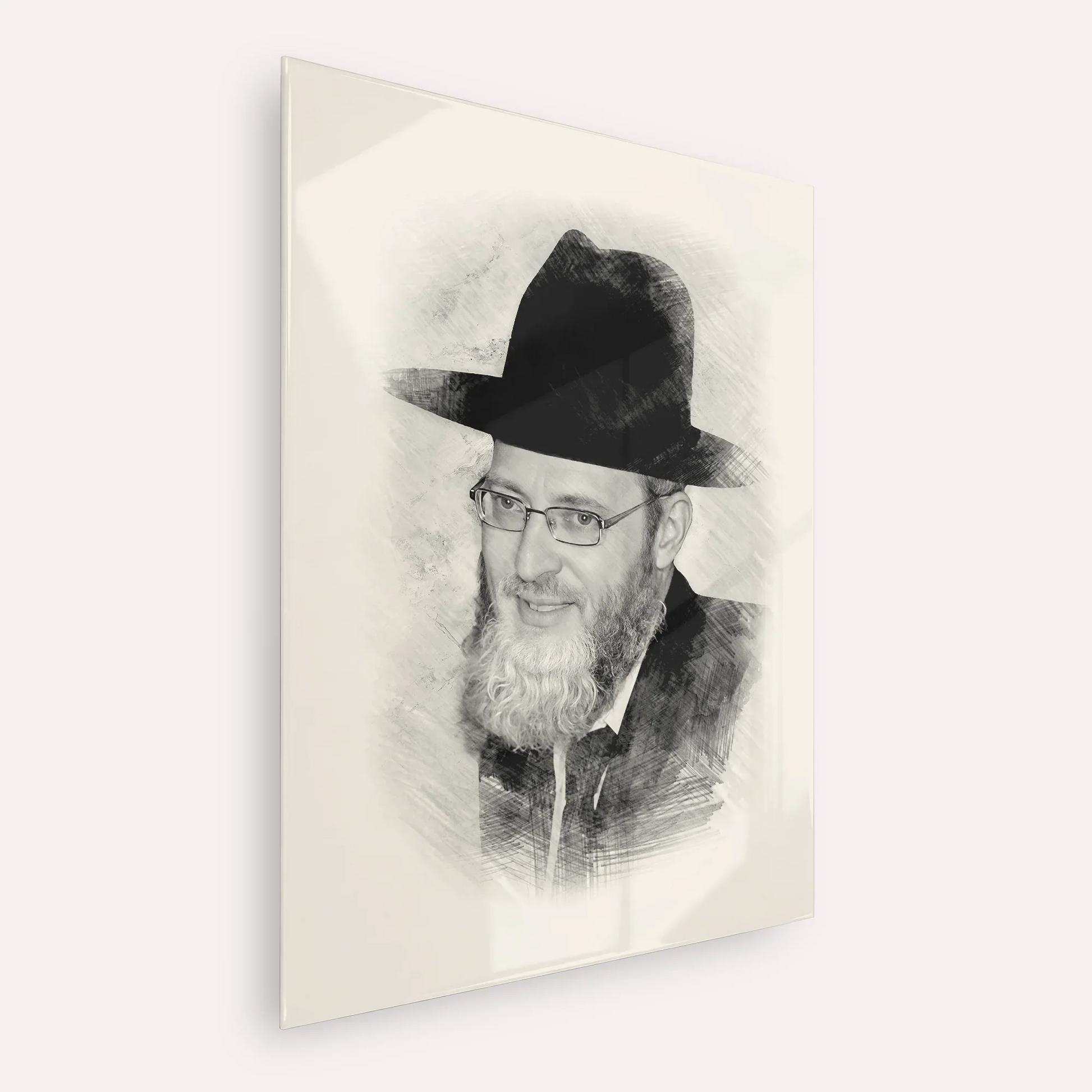 Rabbi Asher Arieli – Black & White – Acrylic Glass Vertical | Jewish Wall Art, Gedolim Pictures