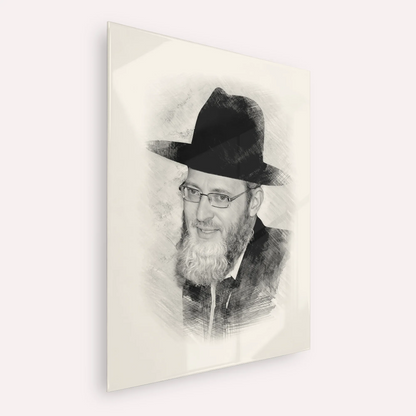 Rabbi Asher Arieli – Black & White – Acrylic Glass Vertical | Jewish Wall Art, Gedolim Pictures