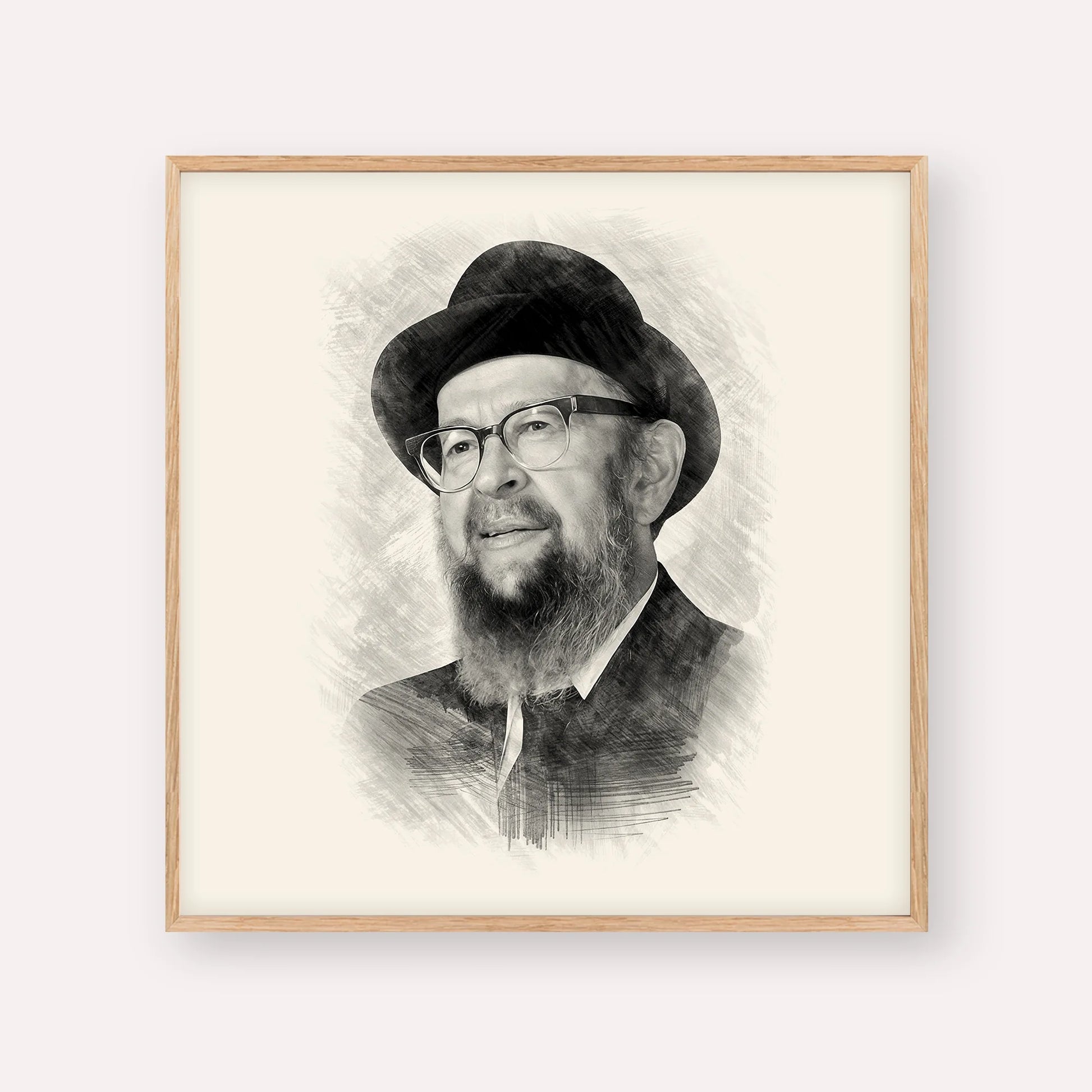 Rabbi Avigdor Miller – Black & White – Wood Frame Square | Jewish Wall Art, Gedolim Pictures