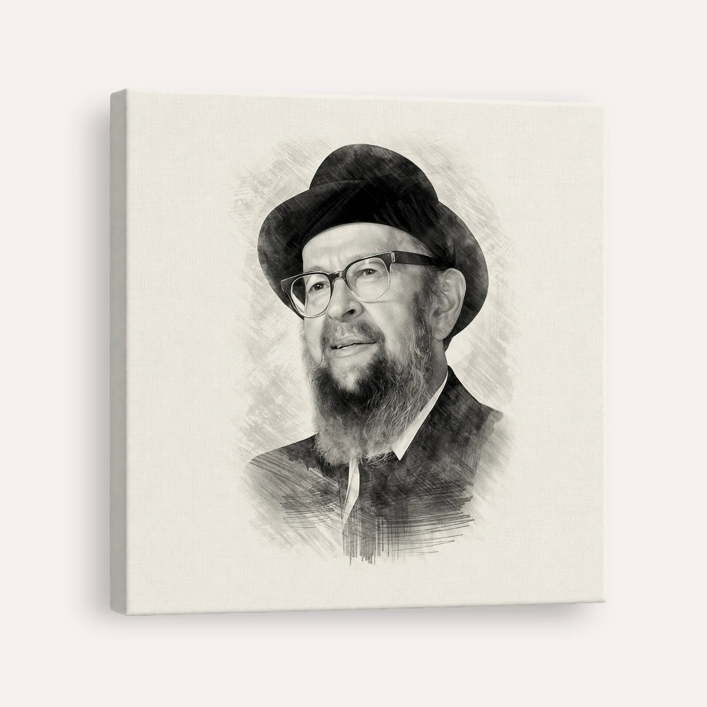 Rabbi Avigdor Miller – Black & White – Canvas Square | Jewish Wall Art, Gedolim Pictures