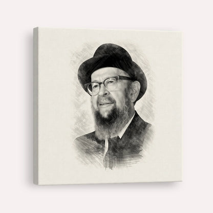 Rabbi Avigdor Miller – Black & White – Canvas Square | Jewish Wall Art, Gedolim Pictures