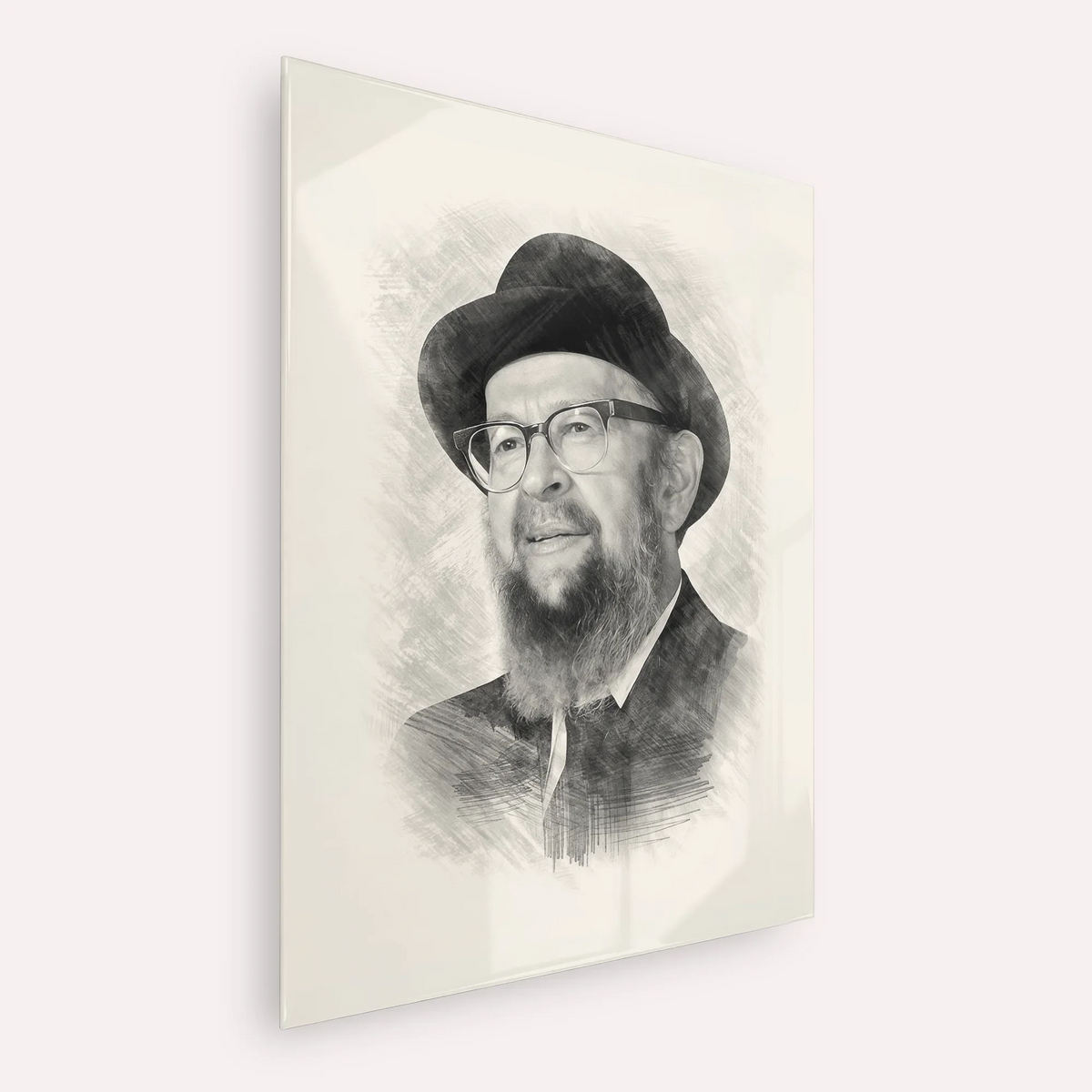Rabbi Avigdor Miller – Black & White – Acrylic Glass Vertical | Jewish Wall Art, Gedolim Pictures