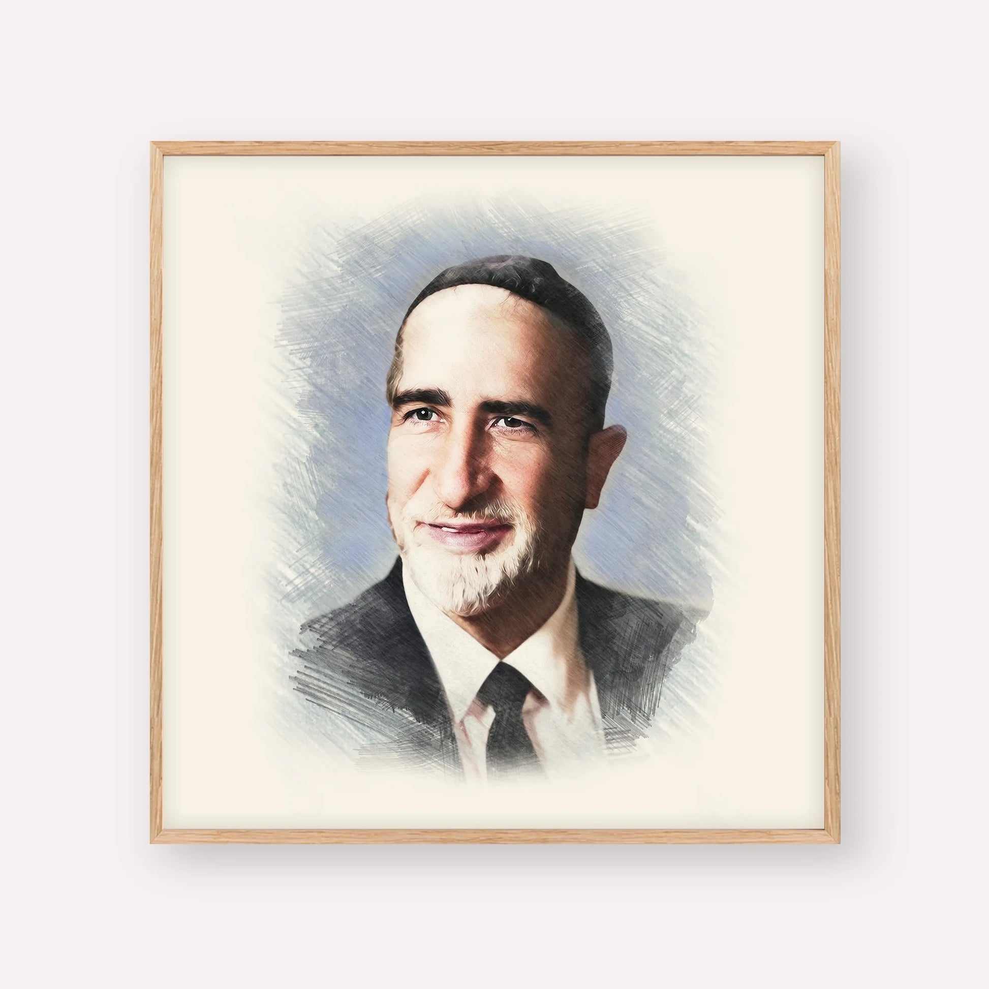 Rabbi Baruch Ben Haim – Wood Frame Square | Jewish Wall Art, Gedolim Pictures