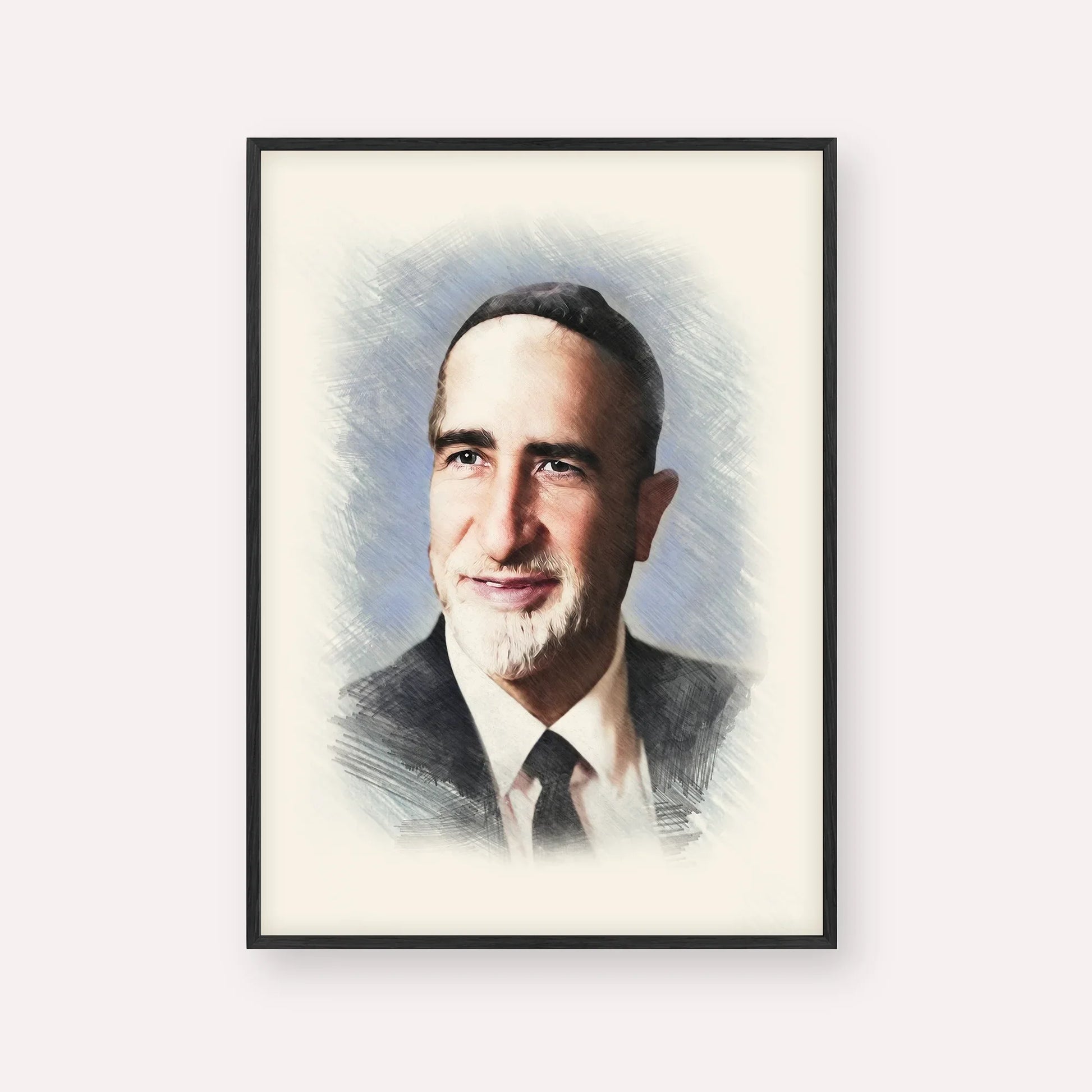 Rabbi Baruch Ben Haim – Black Frame Vertical | Jewish Wall Art, Gedolim Pictures