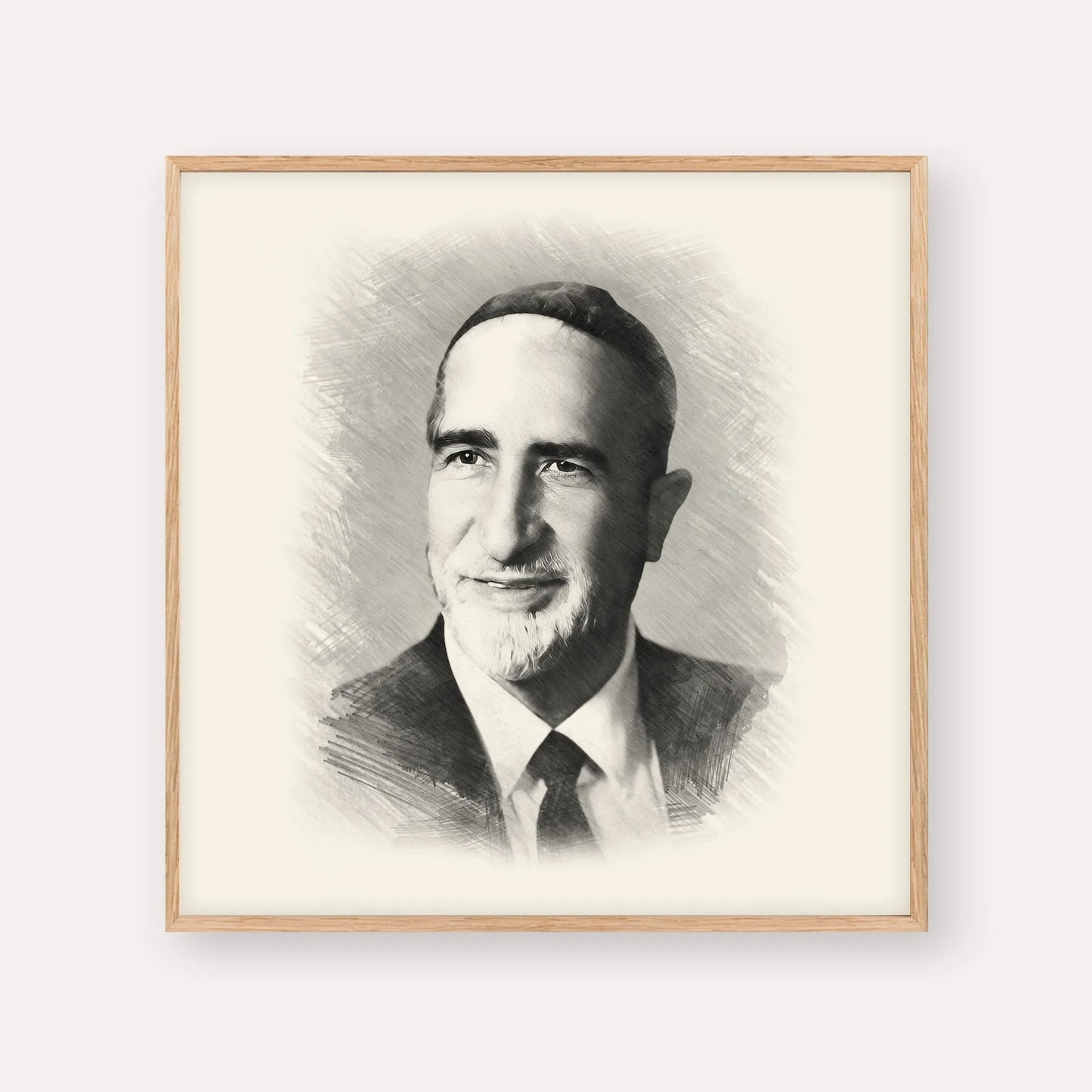 Rabbi Baruch Ben Haim – Black & White – Wood Frame Square | Jewish Wall Art, Gedolim Pictures