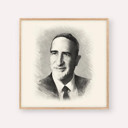Rabbi Baruch Ben Haim – Black & White – Wood Frame Square | Jewish Wall Art, Gedolim Pictures