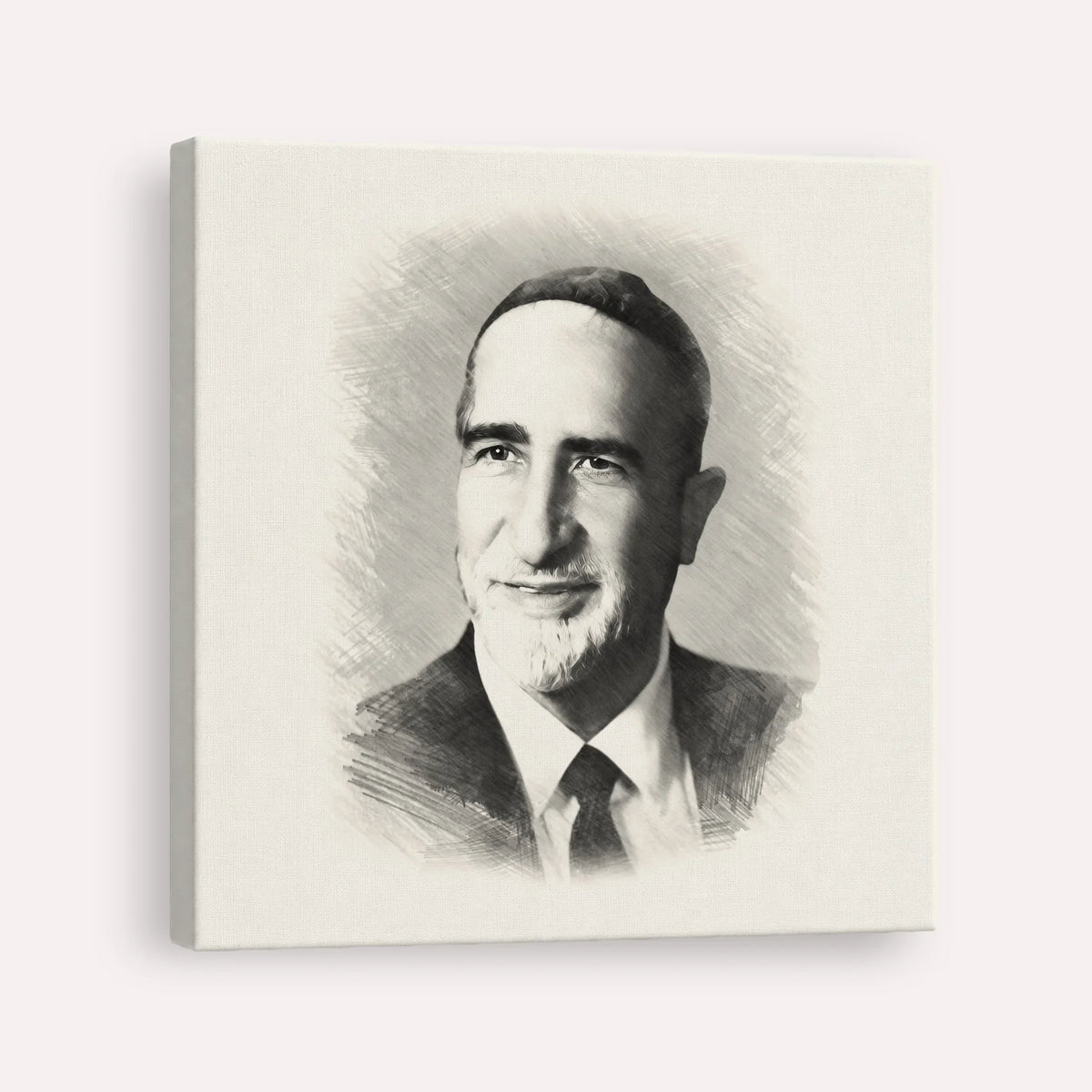 Rabbi Baruch Ben Haim – Black & White – Canvas Square | Jewish Wall Art, Gedolim Pictures