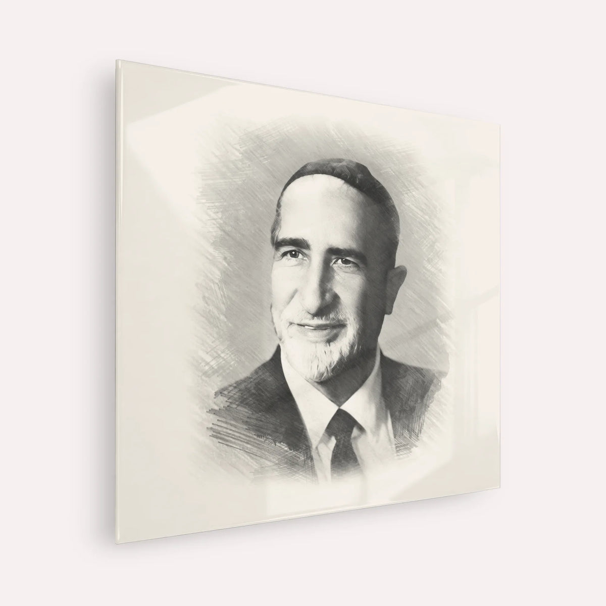 Rabbi Baruch Ben Haim – Black & White – Acrylic Glass Square | Jewish Wall Art, Gedolim Pictures