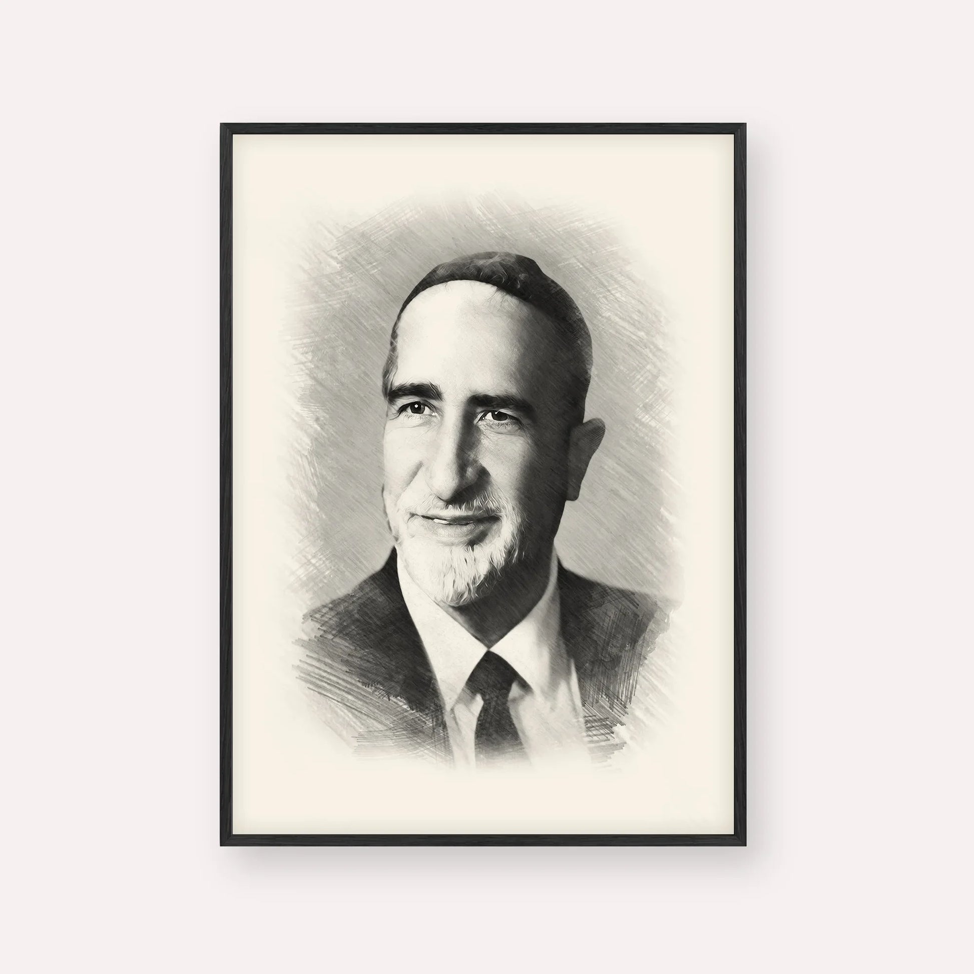 Rabbi Baruch Ben Haim – Black & White – Black Frame Vertical | Jewish Wall Art, Gedolim Pictures