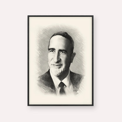 Rabbi Baruch Ben Haim – Black & White – Black Frame Vertical | Jewish Wall Art, Gedolim Pictures