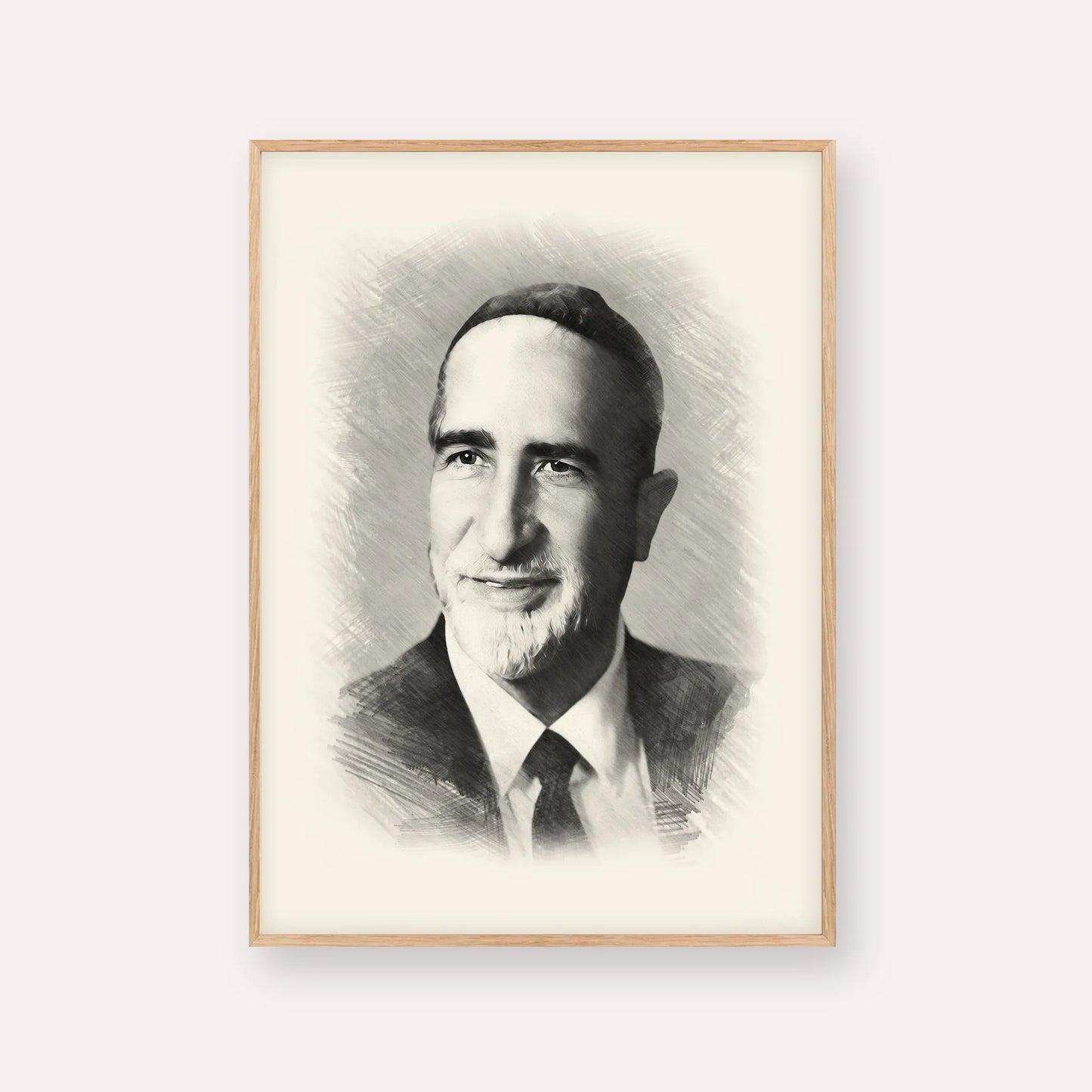 Rabbi Baruch Ben Haim – Black & White – Wood Frame Vertical | Jewish Wall Art, Gedolim Pictures